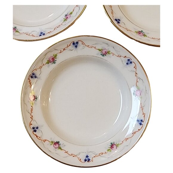 Unbranded Set Of 5 Pink Blue Floral Gold Trim Saucer For Teacup *SAUCERS ONLY* - Picture 3 of 16
